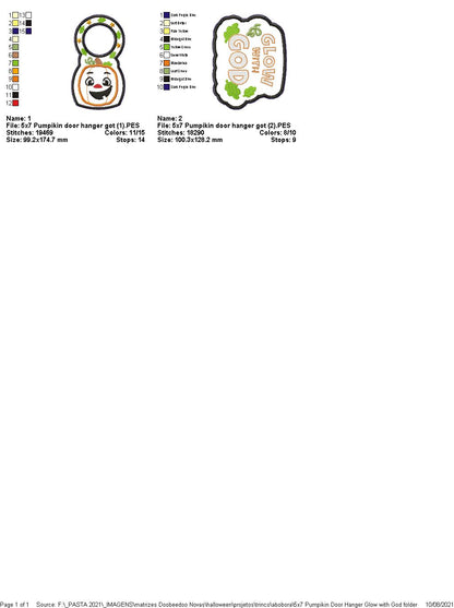 Pumpkins Door Hanger Glow with God - ITH Project - Machine Embroidery Design