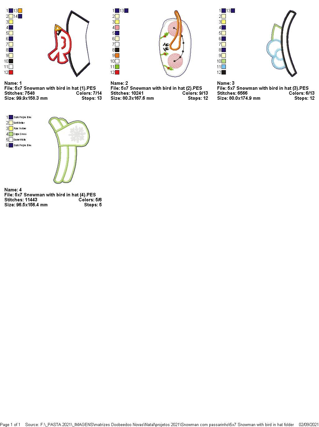 Cute Snowman and Bird Door Ornament - ITH Project - Machine Embroidery Design