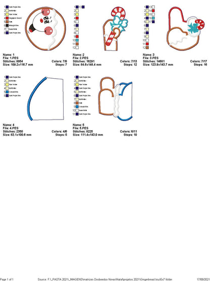 Gingerbread Boy Christmas Ornament - ITH Project - Machine Embroidery Design