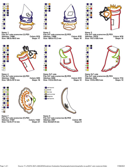 Cute Scarecrow Ornament - ITH Project - Machine Embroidery Design