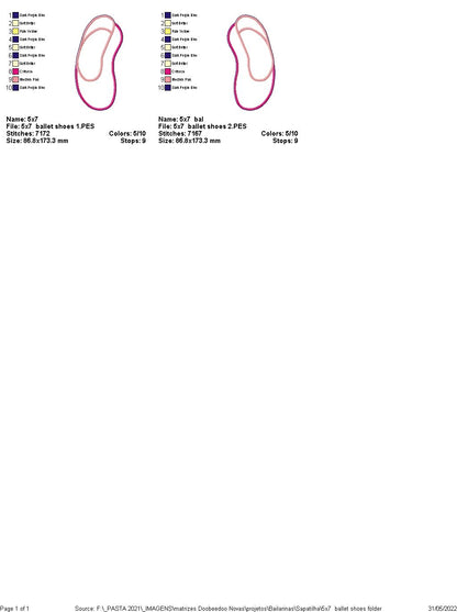 Ballet Pointe Shoes - ITH Project - Machine Embroidery Design