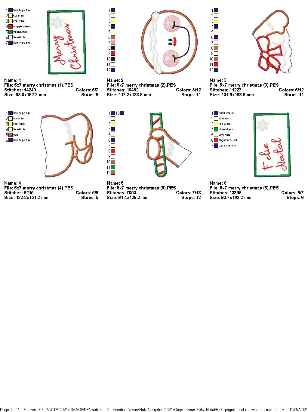 Gingerbread Merry Christmas Ornament - ITH Project - Machine Embroidery Design
