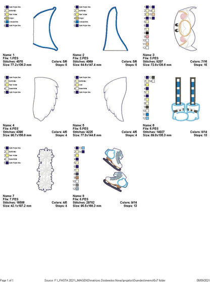 Winter Gnome Holding Ice Skates Ornament - ITH Project - Machine Embroidery Design