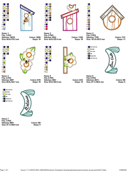 Three Bird House Welcome - ITH Project - Machine Embroidery Design