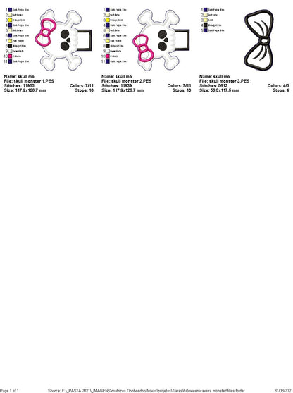 Skull Monster Headband - ITH Project - Machine Embroidery Design