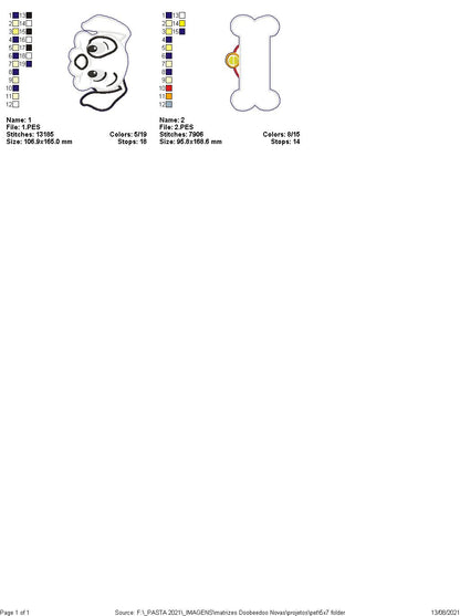 Dog Puppy and Bone Ornamet - ITH Project - Machine Embroidery Design