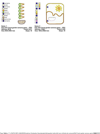 Carrot Garden Sensory Game - ITH Project - Machine Embroidery Design