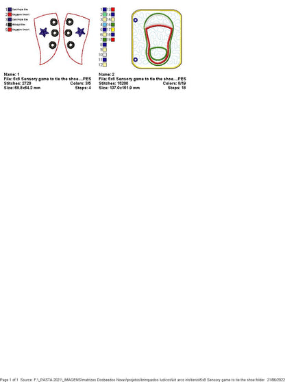 Sensory Game How To Tie a Shoe - ITH Project - Machine Embroidery Design