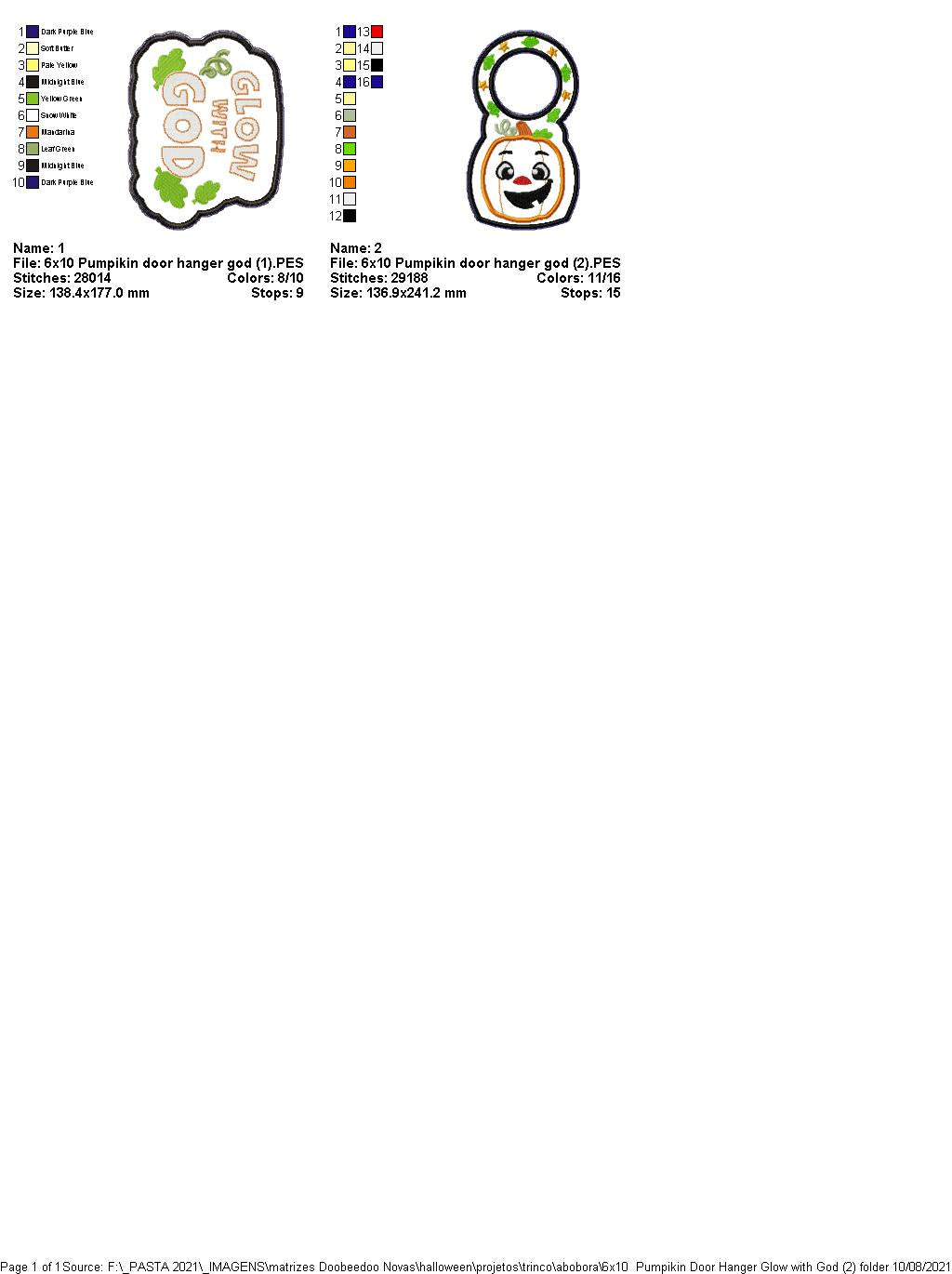 Pumpkins Door Hanger Glow with God - ITH Project - Machine Embroidery Design