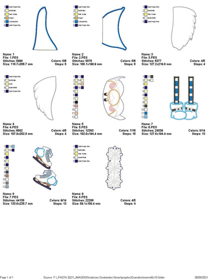 Winter Gnome Holding Ice Skates Ornament - ITH Project - Machine Embroidery Design