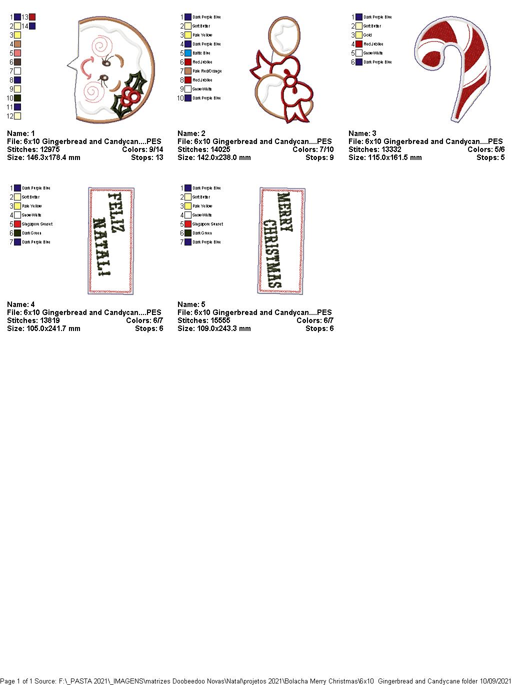 Gingerbread and Candycane Ornament - ITH Project - Machine Embroidery Design