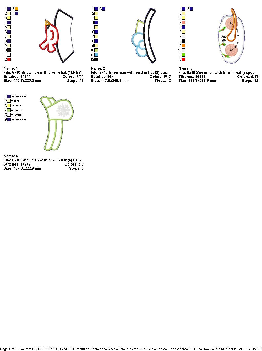 Cute Snowman and Bird Door Ornament - ITH Project - Machine Embroidery Design