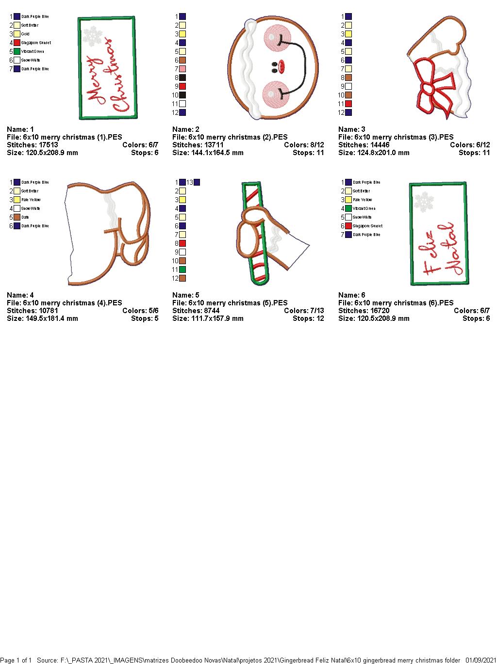 Gingerbread Merry Christmas Ornament - ITH Project - Machine Embroidery Design