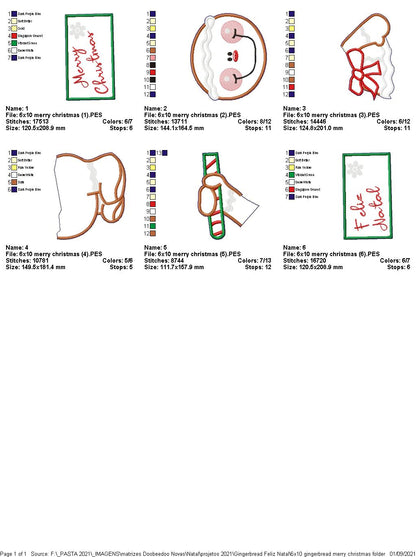 Gingerbread Merry Christmas Ornament - ITH Project - Machine Embroidery Design