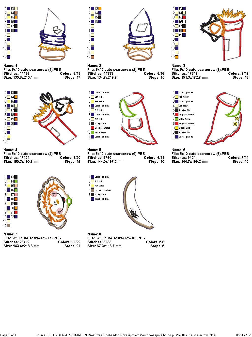 Cute Scarecrow Ornament - ITH Project - Machine Embroidery Design