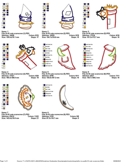 Cute Scarecrow Ornament - ITH Project - Machine Embroidery Design