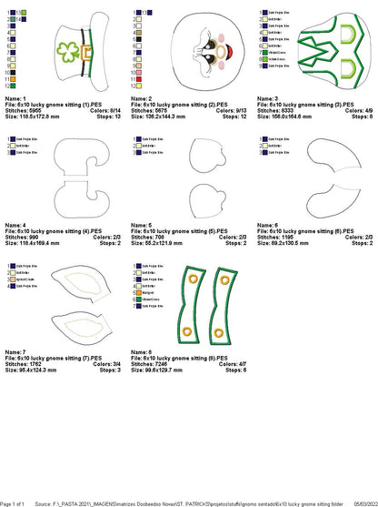 Gnome Saint Patrick Sitting Ornament - ITH Project - Machine Embroidery Design