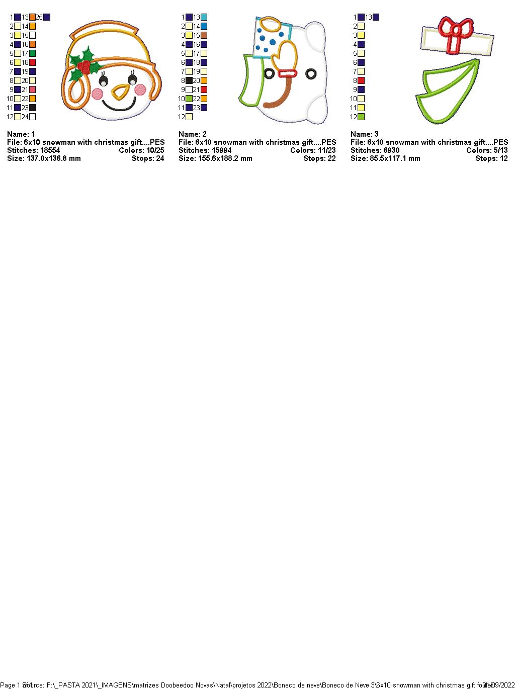 Snowman with Christmas Gift - ITH Project - Machine Embroidery Design