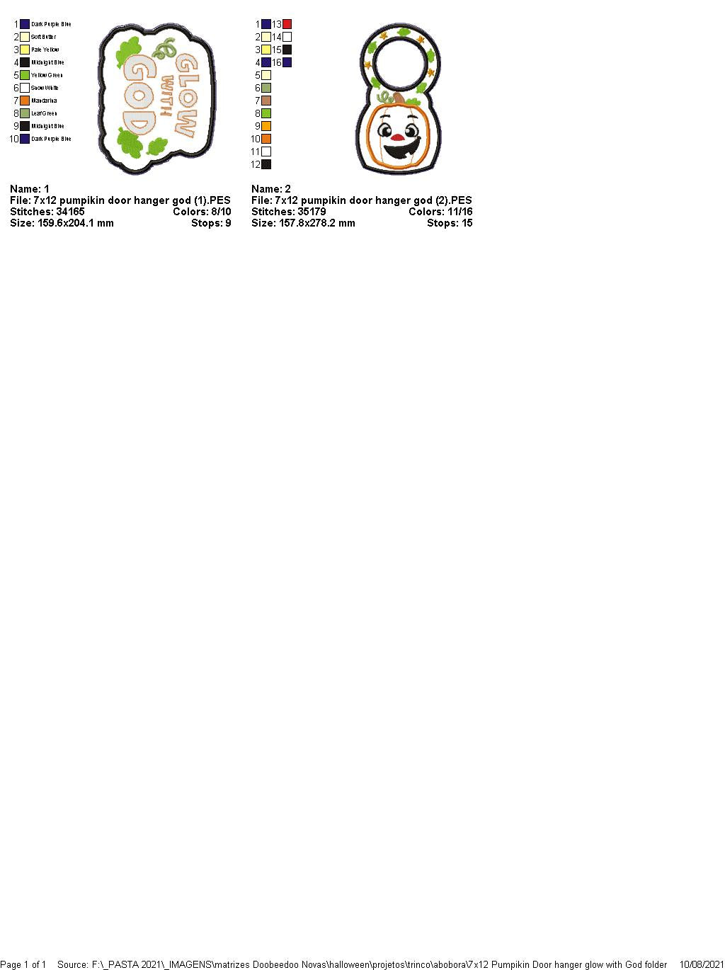 Pumpkins Door Hanger Glow with God - ITH Project - Machine Embroidery Design