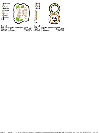 Pumpkins Door Hanger Glow with God - ITH Project - Machine Embroidery Design