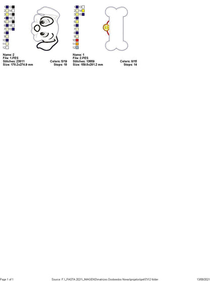 Dog Puppy and Bone Ornamet - ITH Project - Machine Embroidery Design