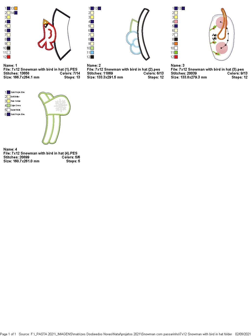 Cute Snowman and Bird Door Ornament - ITH Project - Machine Embroidery Design