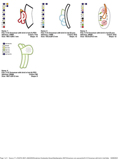 Cute Snowman and Bird Door Ornament - ITH Project - Machine Embroidery Design