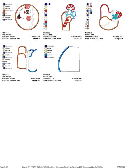 Gingerbread Boy Christmas Ornament - ITH Project - Machine Embroidery Design