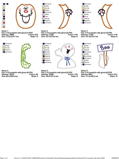 Halloween Pumpkin and Ghost Ornament - ITH Project - Machine Embroidery Design