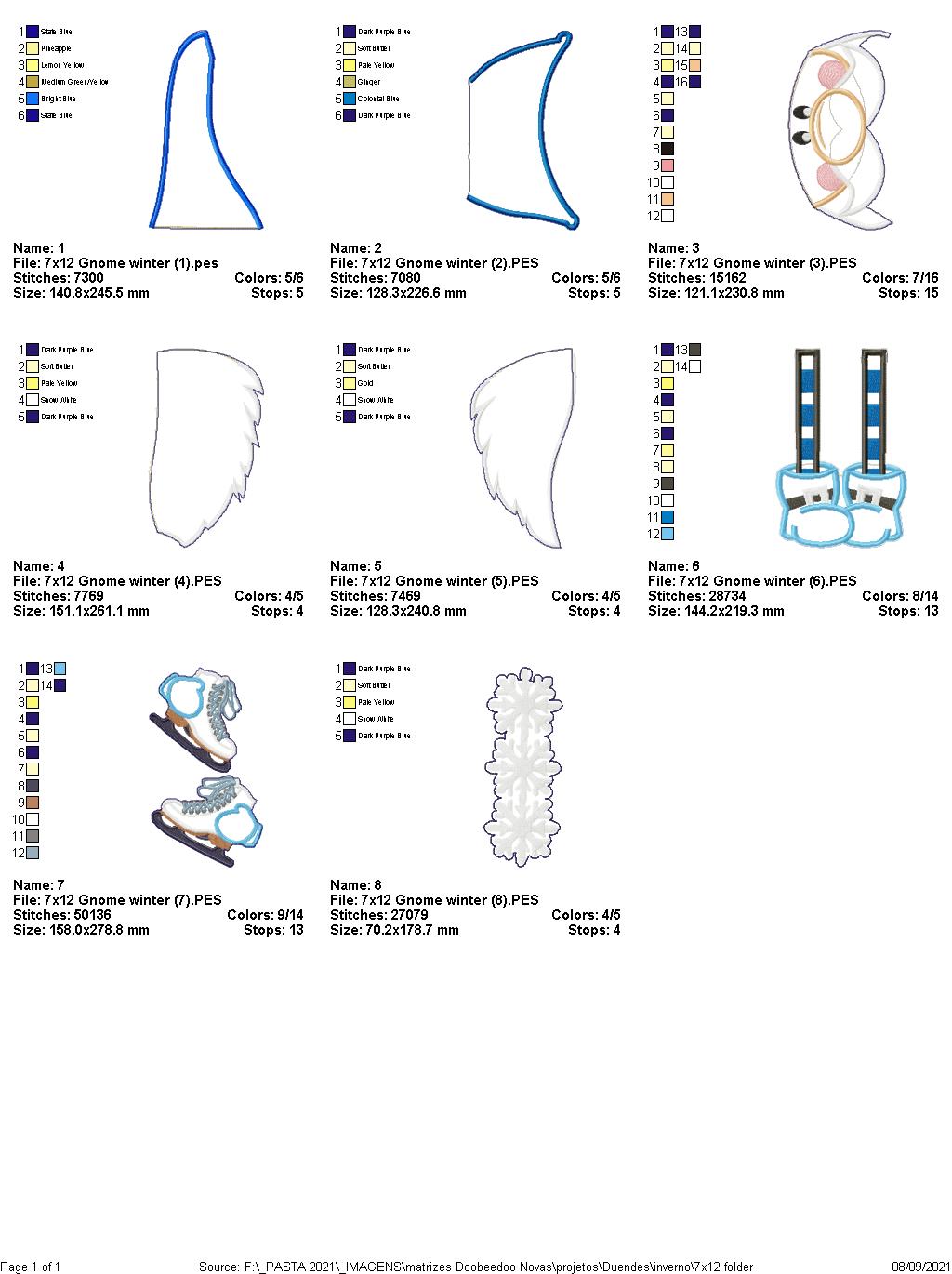 Winter Gnome Holding Ice Skates Ornament - ITH Project - Machine Embroidery Design