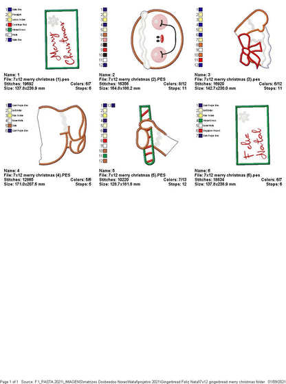 Gingerbread Merry Christmas Ornament - ITH Project - Machine Embroidery Design