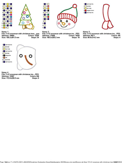 Snowman with Christmas Tree - ITH Project - Machine Embroidery Design