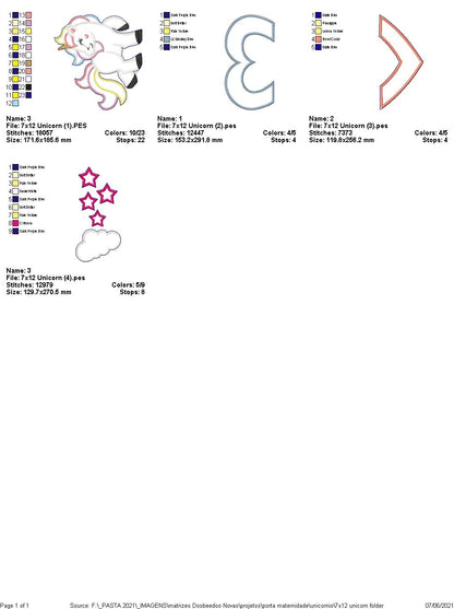 Cute Unicorn Ornament - ITH Project - Machine Embroidery Design