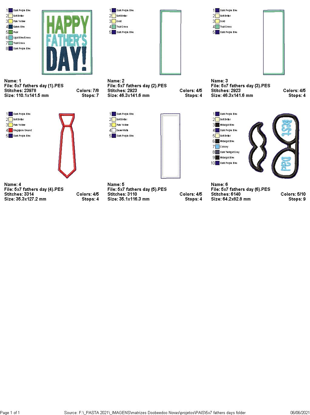 Happy Father's Day Tie, Glasses and Mustache Ornament - ITH Project - Machine Embroidery Design