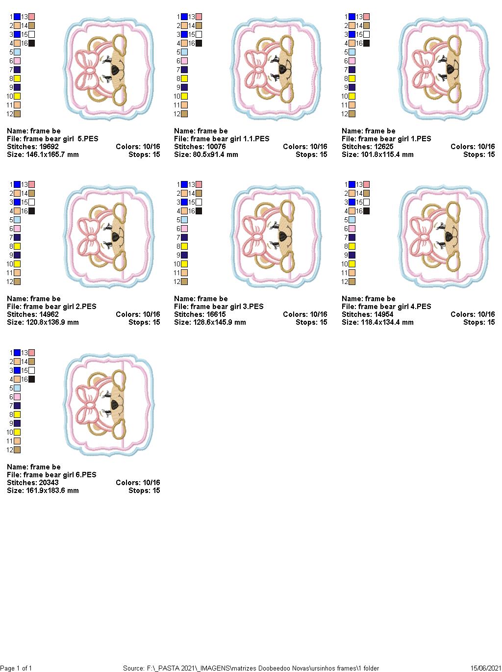 Baby Bear Girl Frame - Applique - Machine Embroidery Designs