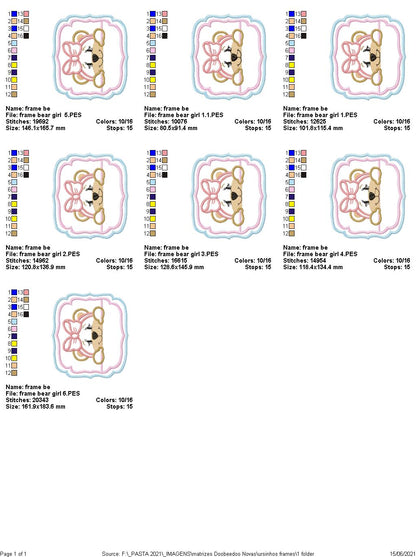 Baby Bear Girl Frame - Applique - Machine Embroidery Designs