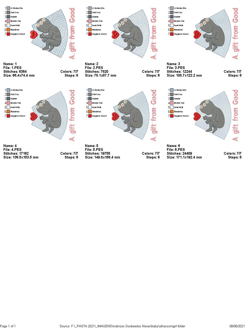 Baby Ultrasound - Girl and Boy - 6 Sizes - Machine Embroidery Designs