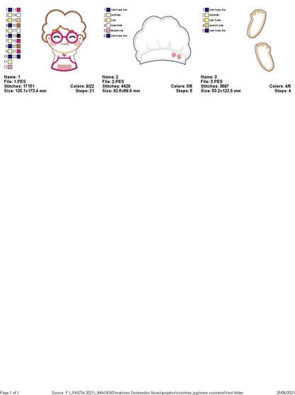 Granny as Sweet as Sugar Chef Girl Dish Cloth Holder - ITH Project - Machine Embroidery Design