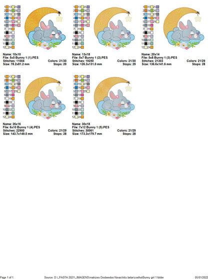 Baby Bunny With Star Ballon - Rippled Stitch Machine Embroidery Design