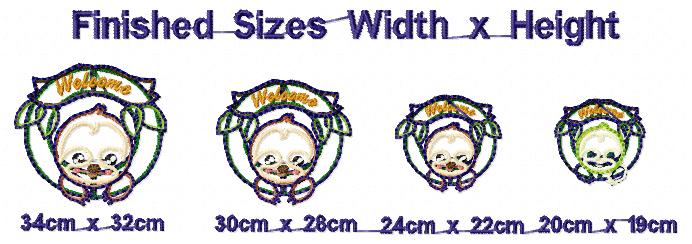 Sloth Welcome Wreath Set of 2 Designs - ITH Project - Machine Embroidery Design