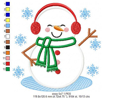 Snowman Listening Music - Applique