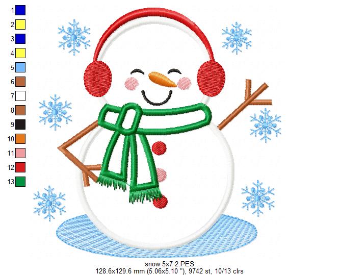 Snowman Listening Music - Applique