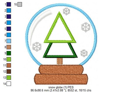 Christmas Tree Snow Globe - Applique