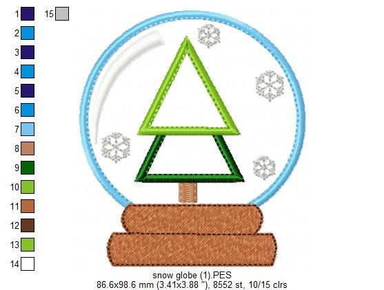 Christmas Tree Snow Globe - Applique