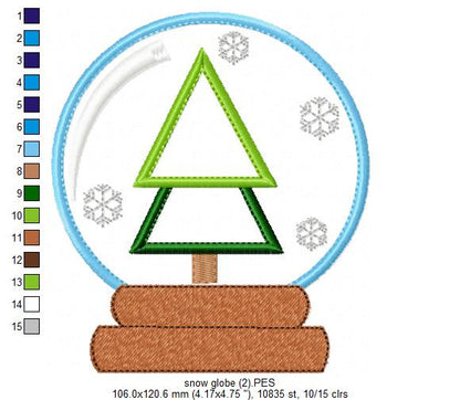 Christmas Tree Snow Globe - Applique