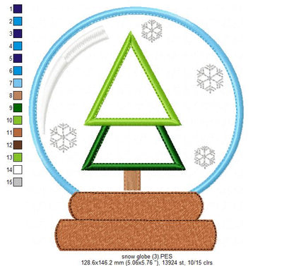 Christmas Tree Snow Globe - Applique
