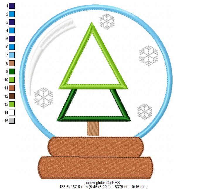 Christmas Tree Snow Globe - Applique