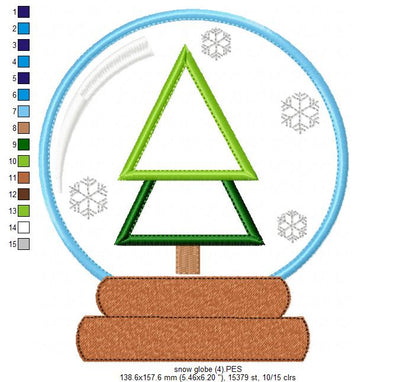 Christmas Tree Snow Globe - Applique