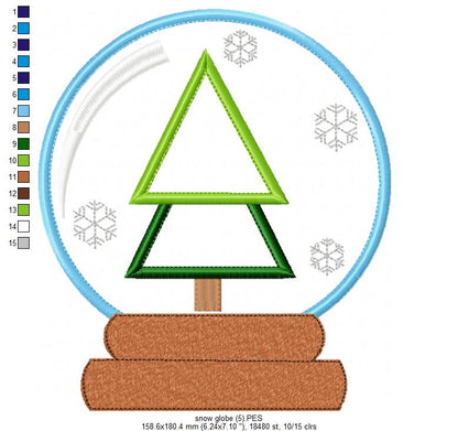 Christmas Tree Snow Globe - Applique