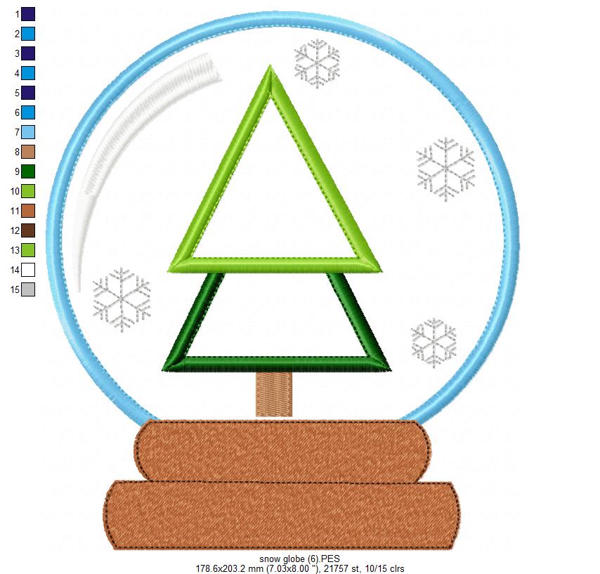 Christmas Tree Snow Globe - Applique